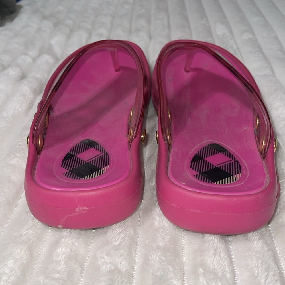 Burberry Pink Plaid Jelly Thong Sandals - Picture 3 of 10